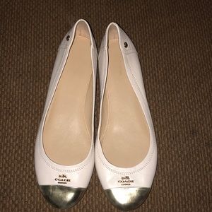 Coach leather gold cap toe flats